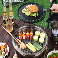 Korean Style Charcoal Grill for Home or Commercial Use, Smokeless Round BBQ Grill for Outdoor Gatherings and Tea Ceremonies