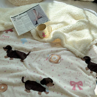 Cute Panda Patterned Sherpa Fleece Blanket, Thick Warm Milk Velvet Throw for Sofa & Napping