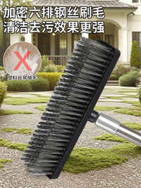 Outdoor Patio Stainless Steel Wire Brush with Long Handle for Moss and Tile Cleaning