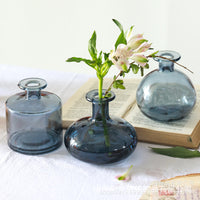 European Style Embossed Mini Glass Vase Set for Home Decor