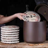 Yixing Zisha Clay Tea Caddy for Puerh Tea Storage, Large Handmade Chinese Style Tea Jar