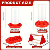 Chick Feeder and Waterer Kit for Small Poultry, Duck, Quail
