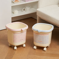 Sweet Girl Large Capacity Trash Can with Wheels, High-Value Household Waste Bin for Living Room, Movable Ins Style