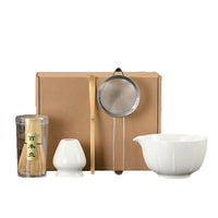 Japanese Ceramic Matcha Tea Set with Whisk and Bowl, Gradient Blue Green or White