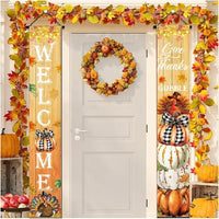 Thanksgiving Vintage Pumpkin Pile Door Porch Decoration Hanging Banner Flag
