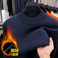 Men's Fleece Lined Turtleneck Sweater Warm Knitted Base Layer Top