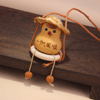 Creative Straw Hat Farmer Gourd Pendant Chicken Swing Bag Car Charm Stress Relief Decor