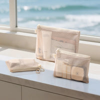 Portable Mesh Travel Pouch for Cosmetics and Small Items