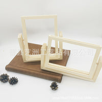Creative Wooden Rotating Double-Sided Photo Frame for Kids, Desktop Display, 6x7 Inch