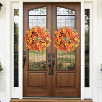 Artificial Violet Morning Glory Eucalyptus Wreath for Spring Summer Autumn Home Decor