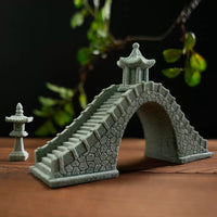 Miniature Stone Bridge and Boat Ornament for Bonsai Landscape Decor