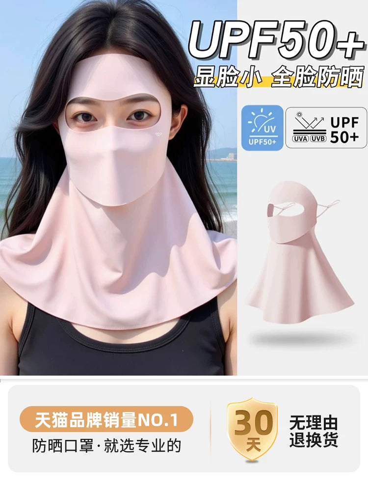 Full Face UPF 50+ Sun Protection Mask with Neck Guard for Summer Outdoor Activities