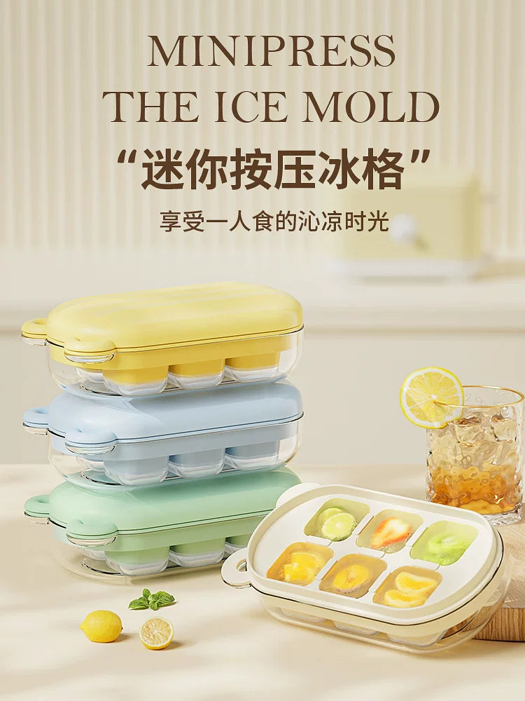 Mini Silicone Ice Cube Tray with Lid - Press-Type Ice Maker for Baby Food and Drinks - Food Grade