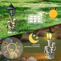 Solar Angel Garden Statue with Lantern - Outdoor Resin Figurine Night Light for Patio Decor