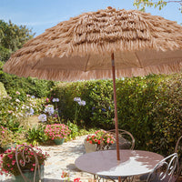 Outdoor Thatched Patio Umbrella with Foldable Stand, Large Artificial Straw Beach Sunshade for Garden & Resort