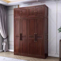 New Chinese Style Wenge Wood Wardrobe Solid Wood Home Bedroom Storage Cabinet High-End Light Luxury Large and Small Apartment Storage Armoire