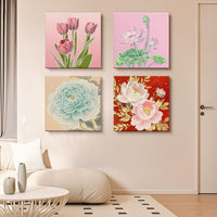 DIY Tulip Pearl Painting Kit with Frame and Materials for Living Room Decor
