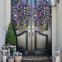 Spring Purple Tulip Lilac Hydrangea Wreath for Front Door Decor