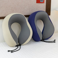 Summer Cooling Ice Silk U-Shaped Neck Pillow with Memory Foam for Travel and Neck Support