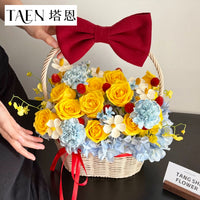 Hand-Woven Rattan-Style Flower Basket for Floral Arrangements and Gift Packaging
