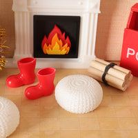 Miniature Christmas Dollhouse Decor Set with Tree and Fireplace, 10-Piece