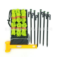 Reflective Guy Ropes with Luminous Tent Stakes, 5mm Outdoor Camping Tent Cord with 30cm Black Carbon Steel Pegs