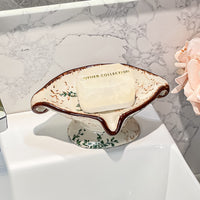 Luxury Floral Glass Soap Dish with Drainage for Bathroom and Hotel