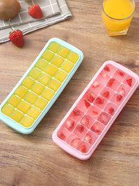 Ice Cube Tray with Lid and Storage Bin for Homemade Beverages and Food Storage, Stackable Ice Cube Mold