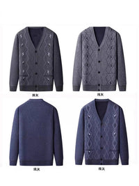 Men's Fleece Lined V-Neck Cardigan Sweater for Winter
