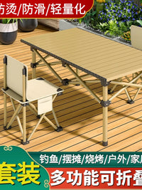 Portable Outdoor Folding Table with Chairs and Storage Bag for Camping Picnic