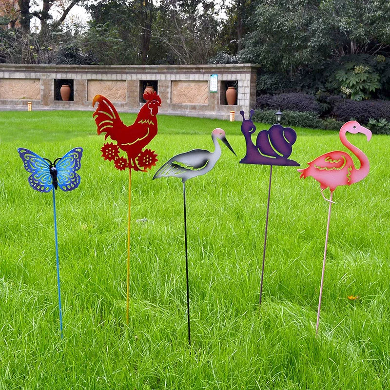 Outdoor Garden Yard Decoration Iron Art Landscape Ground Plug Ornaments for Kindergarten Balcony Lawn