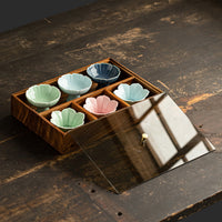 Japanese Style Afternoon Tea Dessert Plate Set Solid Wood Fruit Tray Divided Snack Platter Zen Home Teahouse Fruit Holder