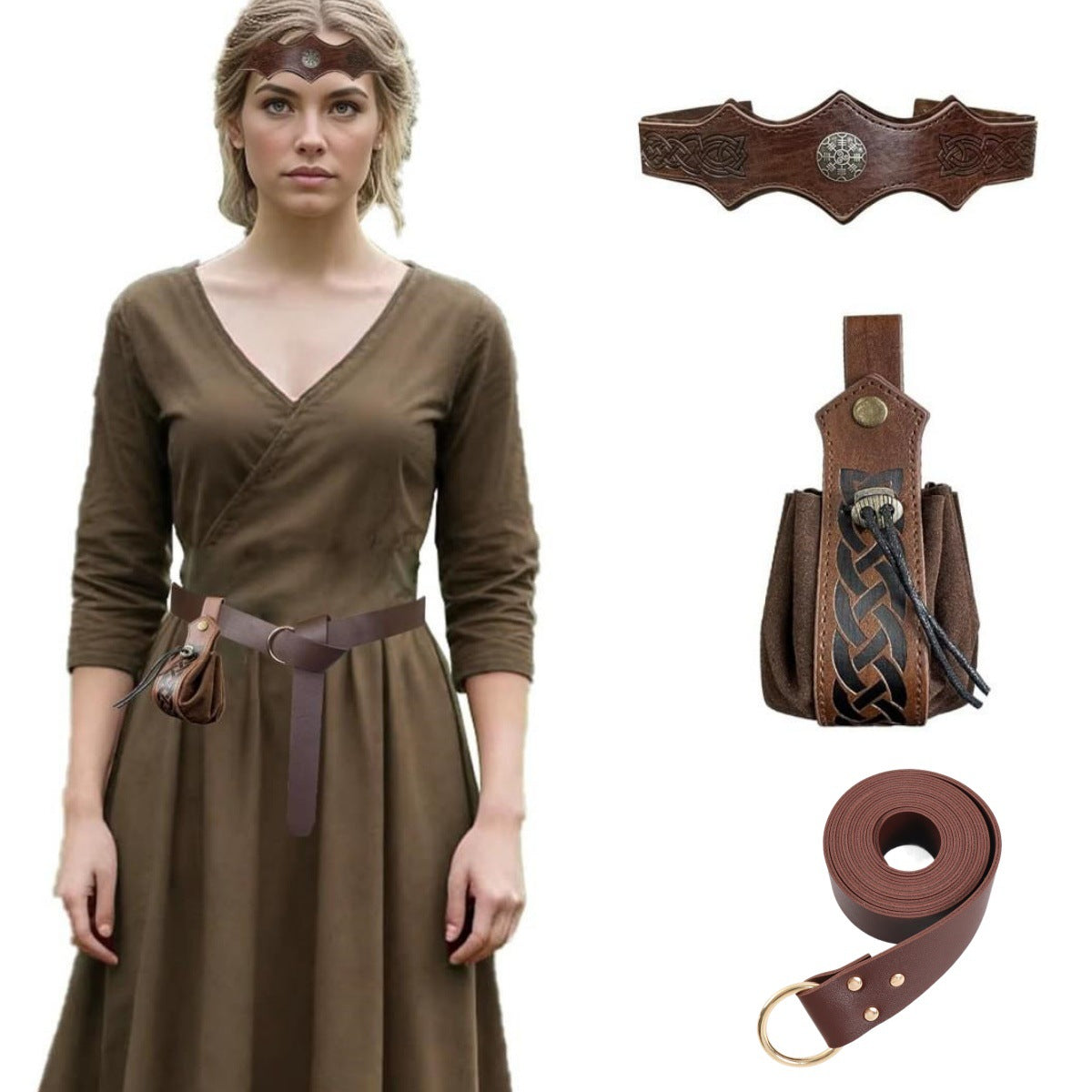 Medieval Embossed Knight Belt for Cosplay & Performance