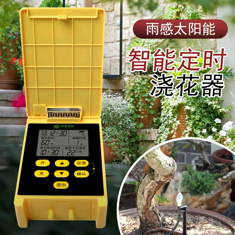 Solar-Powered Automatic Plant Watering System with Rain Sensor for Outdoor Gardens