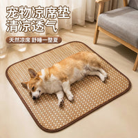 Pet Cooling Mat for Dogs and Cats, Summer Breathable Bamboo Sleeping Pad