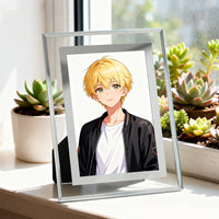 Anime-Themed Glass Photo Frame for Desk or Bedroom Decor, 5-10 Inch