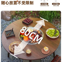 Electric and Charcoal Dual-Use Fire Pit Grill Set for Home Outdoor BBQ, Foldable Patio Tea Table