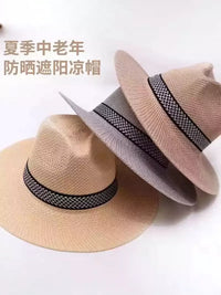 Men's Summer Sun Protection Straw Hat Wide Brim Beach Hat for Outdoor Gardening