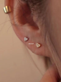 Mini Screw-Back Heart Stud Earrings for Sensitive Ears, Hypoallergenic Cartilage Piercing Jewelry