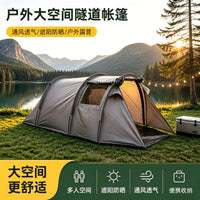 Outdoor Camping Tunnel Tent with Large Space, Sunshade, and Ventilation for Wild Camping