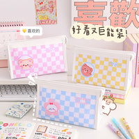Cartoon Transparent Pencil Case for Girls, Large Capacity Storage Bag, Simple Japanese Style Cosmetic Pouch, Yiwu Stationery