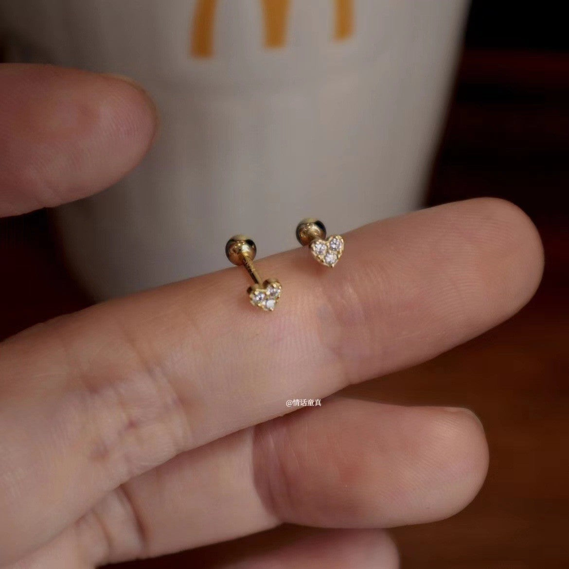 Mini Screw-Back Heart Stud Earrings for Sensitive Ears, Hypoallergenic Cartilage Piercing Jewelry