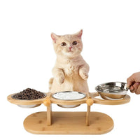 Wooden Pet Bowl Stand for Cats and Dogs, Elevated Feeder for Home Living Room