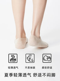 Women's No-Show Cotton Socks with Non-Slip Heel, Breathable Low-Cut for Summer and Spring