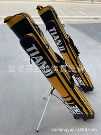 Fishing Rod Bag Double Layer with Stand Large Capacity PU Waterproof Hard Shell