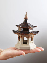 Miniature Hexagonal Pavilion Micro Landscape Ornament for Aquariums and Potted Plants