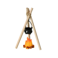 Dollhouse Miniature Christmas Scene 18-Piece Set with Bonfire, Hanging Stove, Fireplace, and Easel