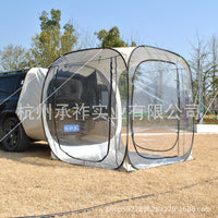 PVC Transparent Car Tail Extension Tent for Camping and Sunroom Use, Automatic Pop-Up, 2-4 Person