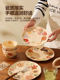 Ceramic Dessert & Fruit Bowl Set with Decorative Patterns