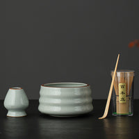 Japanese Retro Ceramic Matcha Bowl Set with Whisk and Whisk Holder